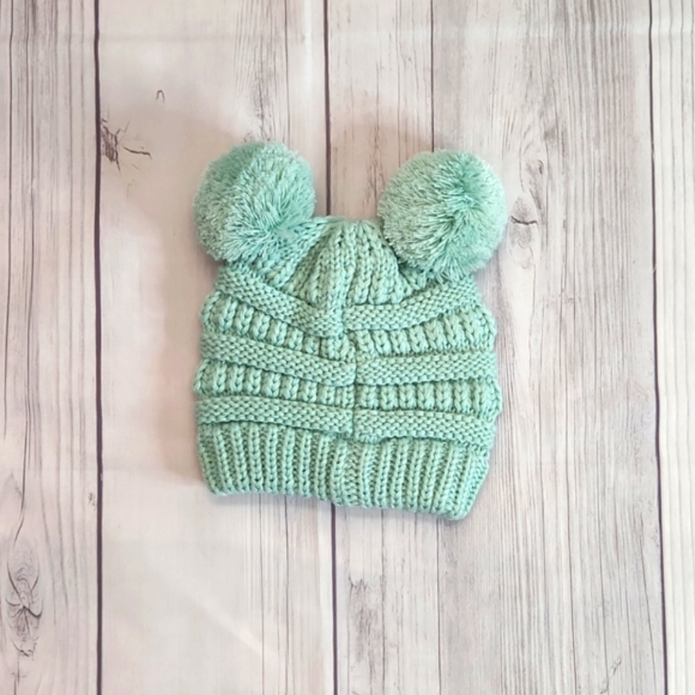 C.C. Beanies Girls Newborn - 9 Months Double Pom Beanie Hat